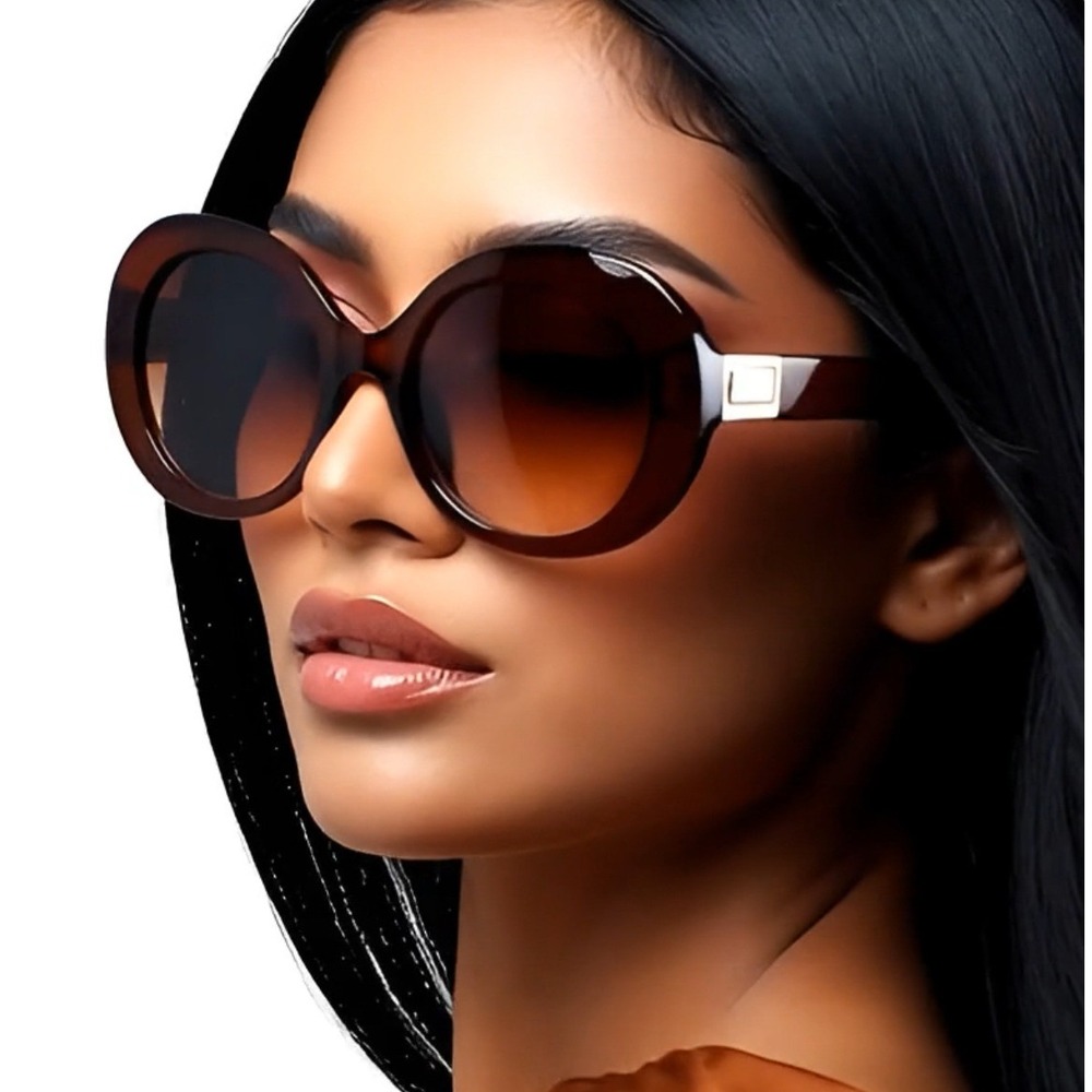 Oval Sunglasses Brown Mod Style Fashion Shades‎ Women Brown Lens Outdoor Beach